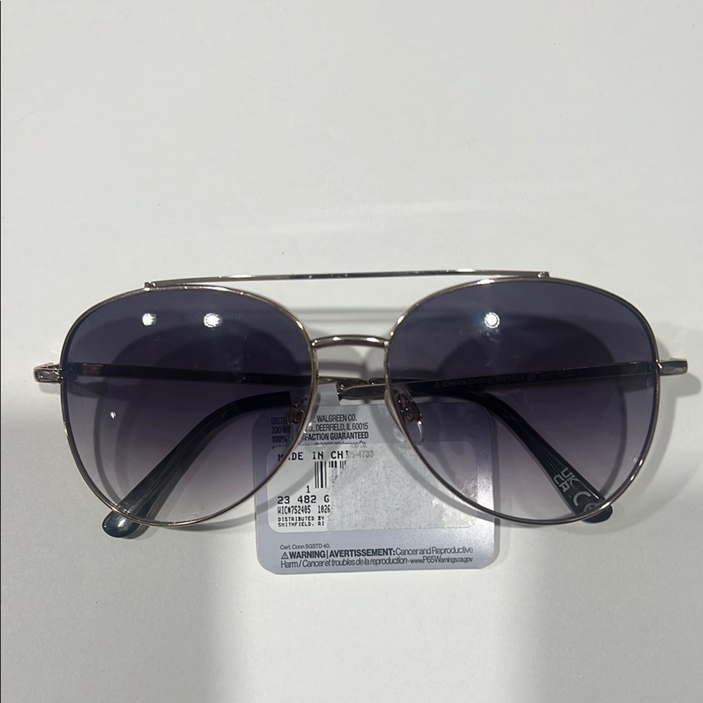 West Loop Silver and Black Geometric Aviator Sunglasses